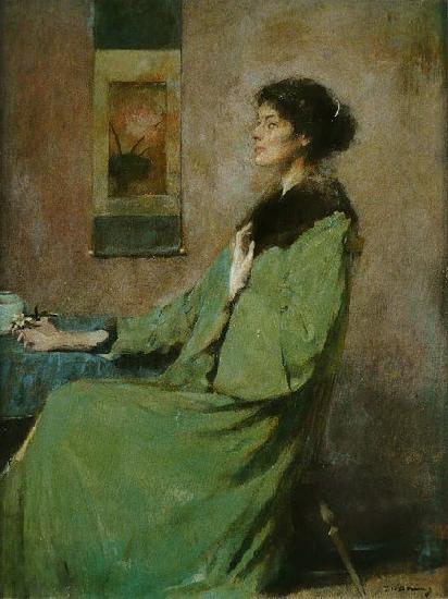 Thomas Dewing Portrait of a Lady Holding a Rose